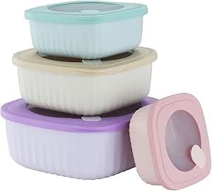 FAB4HOME Set of 6 Food Storage Containers with Lid, Plastic Storage Containers Set, Airtight Plastic Bowl with Lid, BPA-Free, Tupperware Set for Freezer, Microwave, Dishwasher Safe