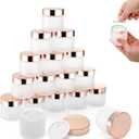 16 Pack 2 OZ Frosted Glass Jars, Empty Sample Cream Jar with Screw Lids & Inner Liners, Reusable Cosmetic Container for Body Scrubs, Lotion, Powder, Ointment, Makeup, Moisturiser, DIY Crafts