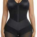 SHAPERX V-Shaped Fajas Colombianas Moldeadoras Enhanced Tummy Control Shapewear Postpartum Butt Lifter Full Body Shaper (Black, 3XL)