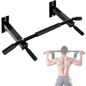 Yes4All Pull Up Bar Wall Mounted - Multifunctional Wall Mounted Pull Up Bar for Home Gym Workout Strength Training Equipment (A. Standard - Black)