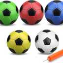 5 PCS 6 Inch Mini Soccer Ball Set with Pump, PVC Soft Toddler Soccer, Indoor Outdoor Sports Toys for Kids, Pool Beach Lawn Games, Classic Black White Training Balls, Birthday Gift for Boys Girls