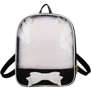 Ita Backpack - Cute Candy Summer Beach Bag with Bowknot and Transparent Windows for DIY Decors Black & White