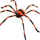Halloween Decorations 5ft Giant Light Up Spider, 60inch Scary Spider with 56 LED Light, Timer, Creepy Spooky Decor, Glowing Eyes, Haunted Horror Prop for Spiderweb, Indoor, Outdoor, Yard (Orange)