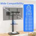 Afaloona Rolling TV Stand with Power Outlet, Mobile TV Cart for 32-75 Inch TVs up to 110 lbs, 18 Adjustable Heights, Max VESA 600x400mm, TV Floor Stand with Swivel Mount/Shelf/Wheels, Fits for Bedroom