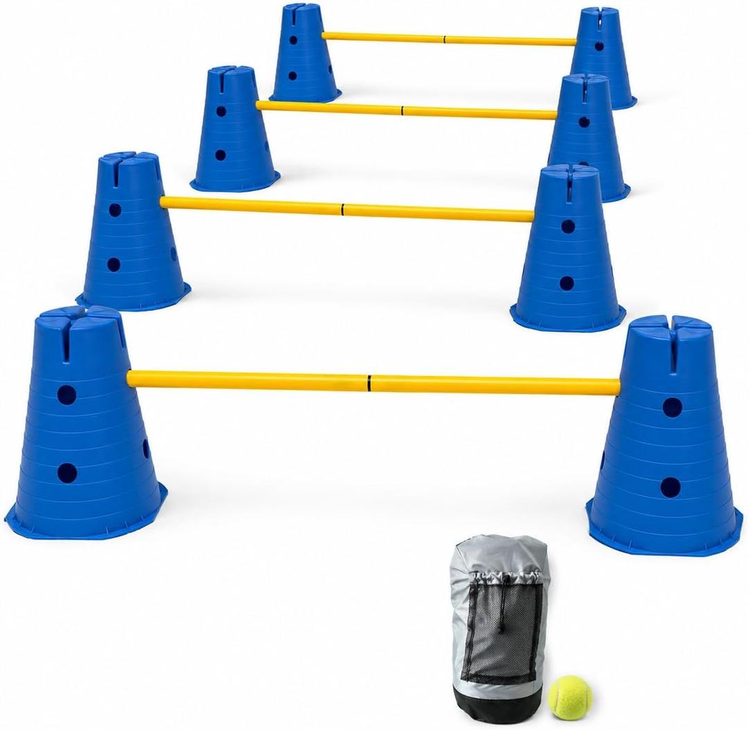 Dog Agility Equipment, 12-Inch Hurdle Set, 11.5 oz Weighted Cones