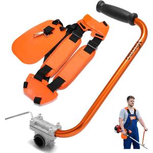 Weed Eater Ergonomic Back Saver Handle Extension with Double Shoulder Strap Harness for Stihl Husqvarna Echo Troy Bilt Ryobi String Trimmer Leaf Blower (Orange)