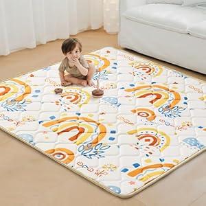 Baby Play Mat 50"*78" Foldable Foam Baby Play Mat for Floor Reversible Waterproof Playmats for Babies Boy and Toddlers Infants Edge Reinforcement Crawling Mat for Indoor&Outdoor&Travel (City&Bus)