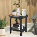 LZRS Round Adirondack Side Table Double End Table, Outdoor Side Tables for Patio, Backyard, Pool, Indoor Companion, Easy Maintenance & Weather Resistant(Black)