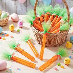 Jenaai 24 Pcs Easter Mini Carrot Bubble Wands Orange Bubbles Wands Easter Egg Fillers Basket Stuffers Bulk for Prizes Goodie Bag Stuffers Party Favors Outdoor(Dreamy)
