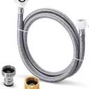 Stainless Steel Washing Machine Hose With Quick Connect Portable Water Inlet Connection and Supply Line, (90 Degree Elbow)