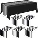 Striped Table Runner Polyester Decor Striped Design Modern Table Runner Elegant Decor for Indoor Events Family Dinner Outdoor Banquet Parties Celebrations, Black, White(6,12 x 108 Inches)