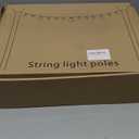 6 Pack 10 ft Heavy Duty Metal String Light Poles Adjustable Outdoor Lighting Stand for Patio,Backyard,Garden,Party & Wedding Rustproof & Sturdy with Hooks