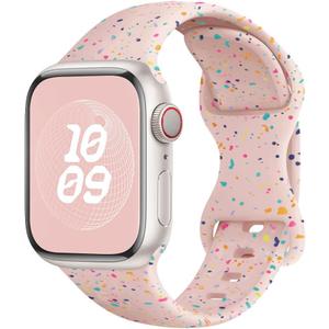 Sport Bands for Apple Watch Band 40mm 41mm 38mm 44mm 45mm 46mm 42mm iWatch Bands for Women Kids Men,Cute Recycled Plastic Silicone Strap for Apple Watch Series 11 10 9 8 7 6 5 4 3 SE 3/2nd Ultra 49mm (Pink Sand)