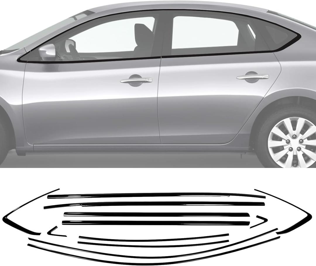 Stainless Steel Window Trim Chrome Delete for Nissan Sentra 2013-2019 Black Window Trim Blackout Kit