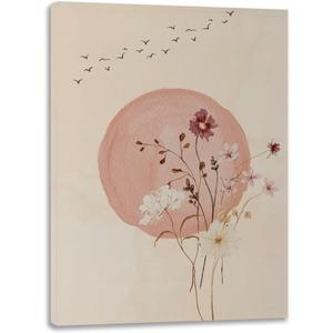 Pink Abstract Botanical Floral Art Poster Framed Canvas Wall Art Decor Retro Artwork Aesthetic Home Decor Framed Print For Living Room Bathroom Bedroom Wall Art Decor Framed12x18inch (ALIBC-016)