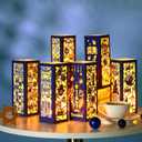 12 Pcs Hanukkah Lantern Boxes with LED Candles Light Table Decorations Centerpieces for Home Party Table Decor Gifts Supplies