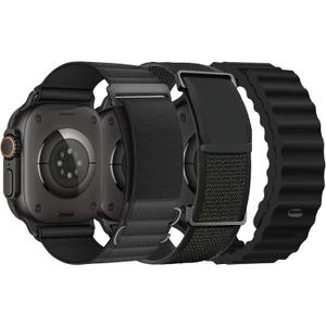 3 Pack Compatible with Apple Watch Ultra 3/2 Band 49mm 46mm 45mm 44mm 42mm Men Women,Breathable Trail Loop+Alpine Loop+Ocean Sport Band for iWatch Series 11/10/9/8/7/6/5/4/3,Ultra 3 2 1 (07-Black/Black/BlackBlack)