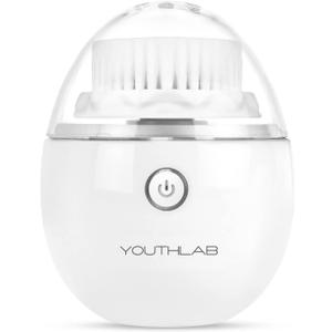 YouthLab Pure Radiance, Vibrating Facial Cleansing Brush, Electric, 3 Modes, 3 Brush Heads (2 Bristle,1 Silicone), Waterproof, Rechargeable, Smart Timer, Exfoliating, Massage (Silver)