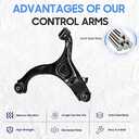 Front Lower Left & Right Side Control Arms w/Ball Joints Suspension Kits Replacement for 2007-2012 Hyundai Santa Fe, 2011-2013 Kia Sorento MS90153 MS90152 (2PCs)
