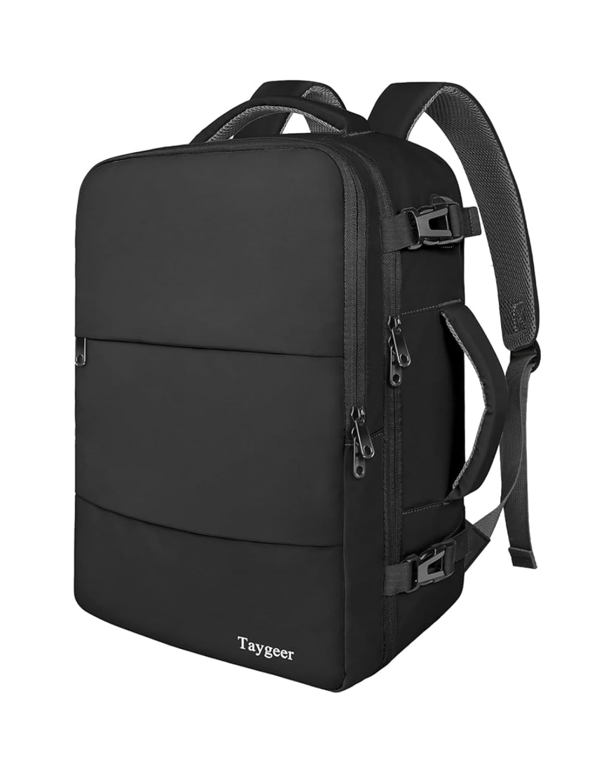 Taygeer Travel Laptop Backpack for Men Women, Airplane Approved Travel Backpack Suitcase with Usb Charging Port, Lightweight College 35l Luggage Bag 15.6inch Laptop Mochila Gifts for Business, Black