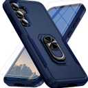 Bonkier Phone Case for Samsung Galaxy S25 FE [15 FT Military-Grade Drop Protection] with 2X Tempered Glass Screen Protector, Heavy-Duty Shockproof Kickstand Phone Case (Dark Blue)