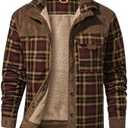 Eisctnd Men's Sherpa Lined Flannel Jacket Outdoor Long Sleeve Plaid Fleece Shirt Warm Casual Button Down Coat, XL