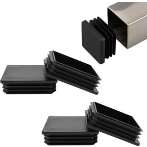 4 PCS 4"x 4" Square Tube End Cap Plastic Plugs, Square Tubing Plug Inserts for Metal Tubing, Fences, Glide Protection from Chair Legs and Furniture, Suitable for 3-5 mm Tube Thickness, Black