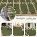 Lahome Neutral Geometric Green Easy Jute Rug, 5x7 Outdoor Rug Washable Carpet for Living Room, Farmhouse Rhombus Non Slip Non Shedding Low Pile Dining Room Carpet for Under Table Bedroom Patio