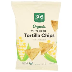 3 x 365 by Whole Foods Market, Organic White Corn Tortilla Chips, 12 Ounce (EXP 11/06/26)
