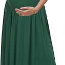 OUGES Women's 2026 Off The Shoulder Mesh Maxi Maternity Dress for Photoshoot Baby Shower Sleeveless Formal Long Dresses M