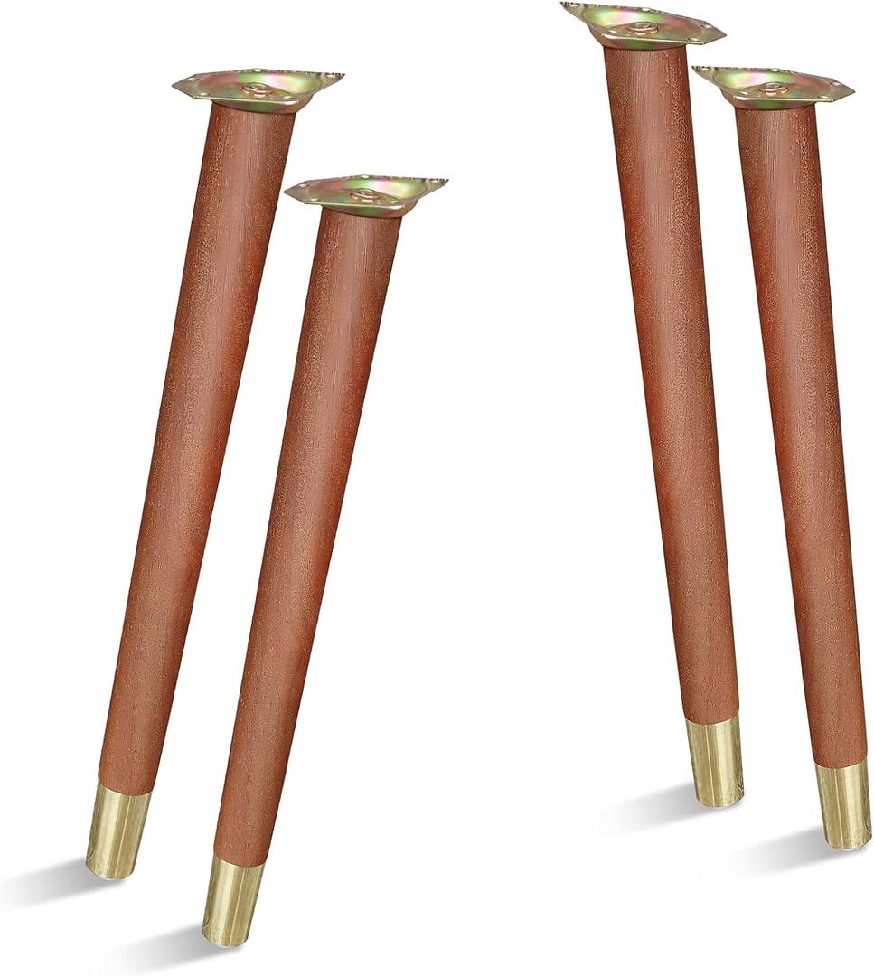 TEMI 16" Wood Table Legs Premium Set of 4 Wooden Furniture Legs for Desk, Coffee Table, Bench, Chair, Dresser, Bed, and Cabinet Strong, Durable and Easy to Install