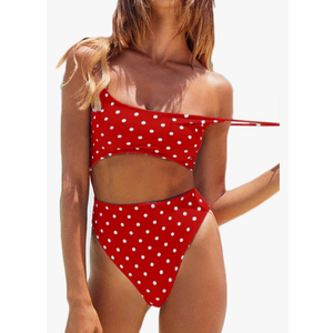 Meyeeka Womens Scoop Neck Cut Out Front Lace Up Back High Cut Monokini One Piece Swimsuit, M
