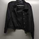Allegra K Women's Turn-Down Collar Flap Pockets Snap Button Faux Suede Jacket (Medium)