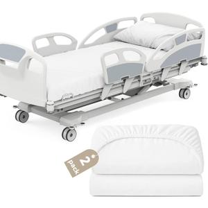 Hospital Bed Sheets 36" x 80" x 9", 2 Pack Hospital Fitted Sheet for Home Use & Hospital Care Beds, Shrinkage & Stain Resistant Twin XL Sheets Cover, White
