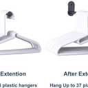 Extendable Magnetic Hanger Holder for Laundry Room, Clothes Hanger Orangizer Rack for Side of Washer or Dryer, Space Saving Laundry Storage, Black Pack of 2