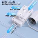 2000W Voltage Converter US to Europe for Hair Dryer, 220V to 110V Converter for European Travel with 3 AC 2 USBC 2 USBA Ports, European Travel Plug Adapter with Type C/G/I/L (White)