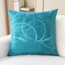 Throw Pillow Cases CaliTime Modern Shining Dull Contrast Circles Rings Geometric Cushion Covers Shells for Couch Sofa Home Decor 20 X 20 inch Pack of 2 Lake Blue