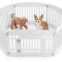 NEWBULIG Dog Playpen 6-Panel, 24IN Puppy Playpen, Stable Dog Play Pen Indoors/Outdoor with Secure Locking Door, Plastic Pet Fence for Small & Medium Dogs