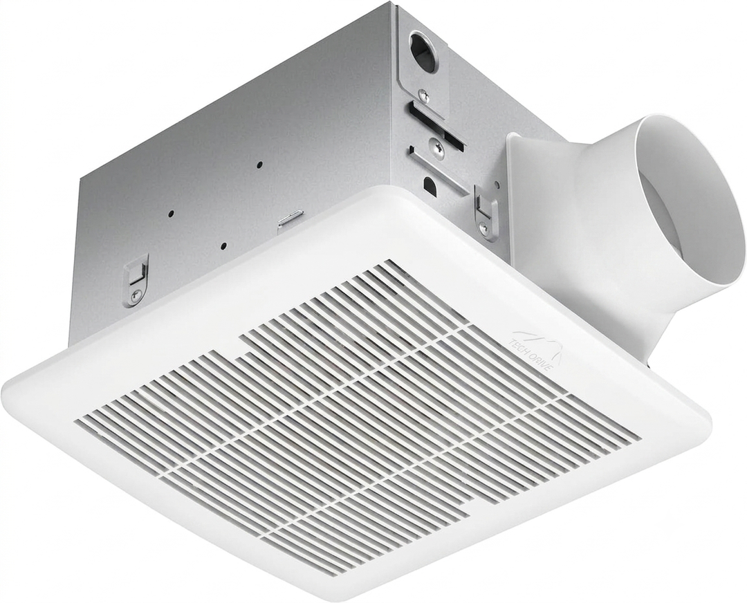 Tech Drive Bathroom fan 110 CFM, 1.2Sone No Attic access Needed Installation,Very Quiet Bath Ventilation and Exhaust Fan, Ceiling Mounted Fan, White Plastic Grille