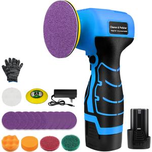 Cordless Sander, 3" Palm Sander with 16.8V 3.0Ah Li-ion Battery, 3500RPM Mini Polisher, 19 Accessories Sanders Tool for Sanding/Polishing/Waxing/Cleaning