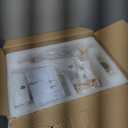 AMZASA Crystal Gold Chandelier, Glass Crystal Hanging Pendant Lighting, 5 Light French Country Gold Crystals Chandelier for Ceiling Medallions,Wedding,Dining,Kitchen, Foyer,Dia 20'' Golden (Not plug-in Gold)