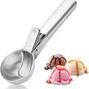 Ice Cream Scoop,Portable Stainless Steel Ice Cream Scoop with Trigger and Comfortable Handle,Icecream Scoop Spoon Perfect for DIY Ice Cream,Fruit,Cookie (1P-silver)