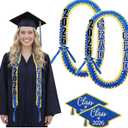2 Pcs Graduation Lei Class of 2026 Handmade Grad Ribbon Lei DIY Name Braided Necklace Congrats Graduates Money Leis Graduation Gift High School Grad Party Supplies for Women Men