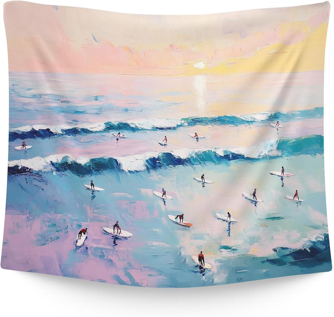 WAITPI Coastal Ocean Beach Hanging Wall Tapestry for Bedroom, Summer Coastal Surfing Ocean Beachy Wall Hanging Decor Tapestry for Home Living Room Beach House Surf Room, 50x60in