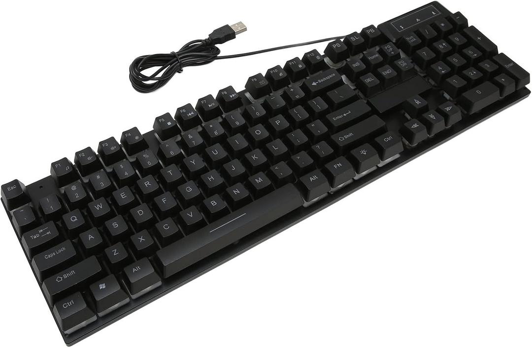 Gaming Keyboard Ergonomic Backlight USB Keyboard for Home Office Laptop Gaming, Excellent Material RGB Lighting for Work, PC (H600 Black Character-Single)