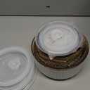 KooK Serving Bowls, with Lids, Ceramic Nesting Bowls, Set of 4, Embossed, Kitchen, Prep, Stackable, Gift, Microwave and Dishwasher Safe, 10/16/29/47 oz, Narbonne Collection (Ivory)