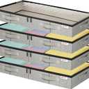 4.5 Inches Under Bed Storage Containers with Sturdy Sidewalls/Bottom and Reinforced HandlesLow Profile Underbed Storage for Clothes,Shoes,Pillows and Blankets with Zips and Clear Windows,4 Pack