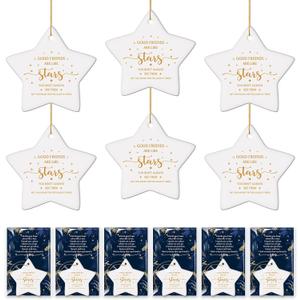 Syhood 6 Set Friendship Christmas Ornaments 2025 Good Friends are Like Stars Gifts with Cards OPP Bags Christmas Friendship Gifts for Women Best Friend Ornaments for Xmas Tree Decorations (Ceramic)