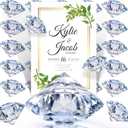 MTLEE 36 Pieces Diamond Place Card Holders Acrylic Number Holders for Wedding Crystal Table Card Stands Tabletop Stands for Weddings Baby Shower Table Decoration(Transparent White)