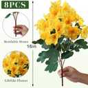 8 Bundles Artificial Flowers for Front Door, Fake Silk Azalea Bouquet Silk Flowers for Outside UV Resistant Realistic Faux Plants for Planter Farmhouse Patio Garden Walkways Home Decor (Yellow)